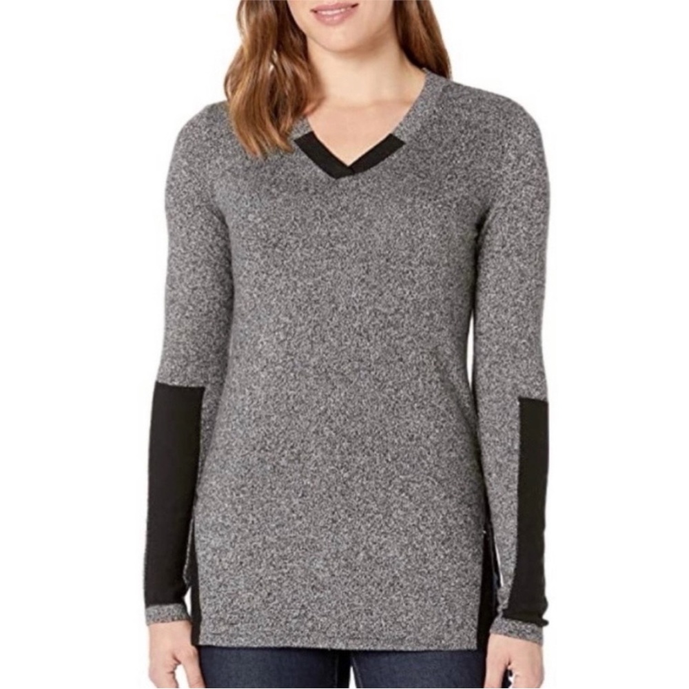 Smartwool Shadow Pine Tunic Sweater Gray & Black … - image 1